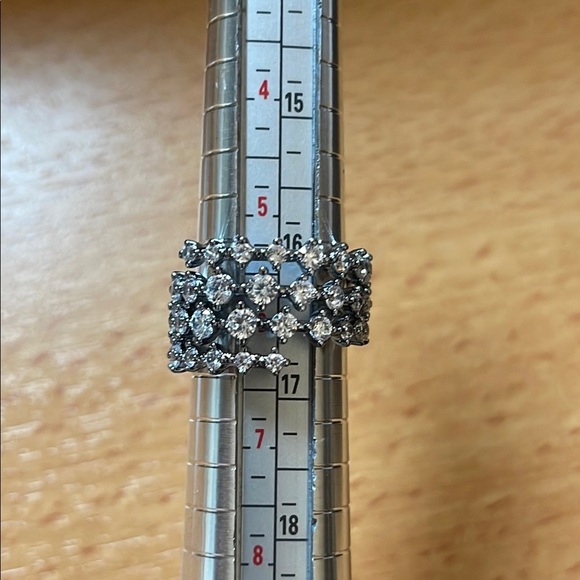 Bomb Party APRIL 2025 - Hematite and Cubic Zirconia Wide Band Ring - Picture 4 of 4